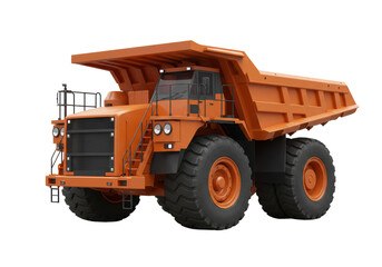 Obraz premium Isolated Large Orange Dump Truck Mining Vehicle