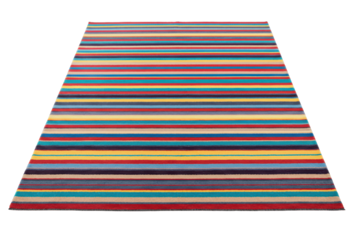 Isolated Colorful Striped Rug with Textile Texture