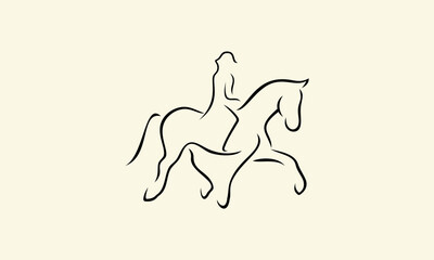 Rider on Horse Outline.