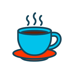 Steaming cup of blue coffee icon illustration element