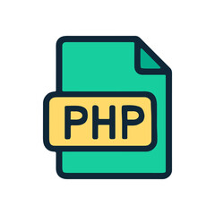 Teal File with PHP Text icon illustration element