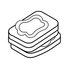 French Toast Classic Breakfast Drawing Line Art Vector illustration
