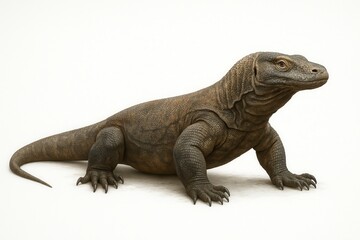 Fototapeta premium Komodo dragon posing on white background