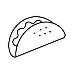 Soft Taco Mexican Wrap Drawing Style Line Art Vector illustration
