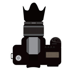 Fototapeta premium Flat vector illustration of a modern DSLR camera. Ideal for photography, tech, and media-themed designs.