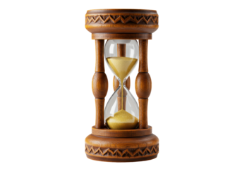 Isolated Decorative Wooden Hourglass with Golden Sand