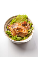 Salt-baked chicken in casserole