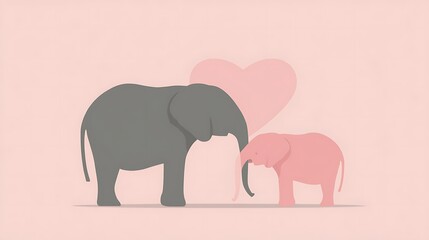 Fototapeta premium Gentle Giants A Mother Elephant's Love, Illustrated