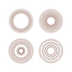Fireworks illustration. Set of 4 geometric shape. Modern linear design print. Modern abstract linear compositions and graphic design elements.