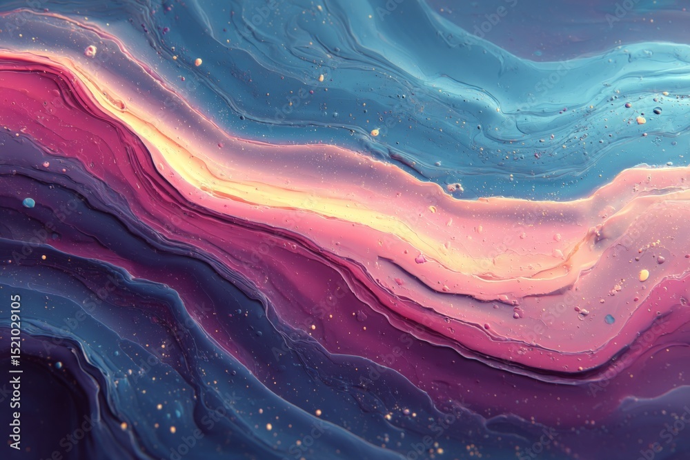 Poster Colorful abstract design with flowing patterns and vibrant hues in a dynamic composition showcasing blue and pink tones
