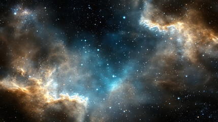 Naklejka premium Vibrant starfields blend into distant nebula, creating stunning cosmic scene