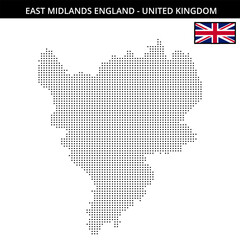 Obraz premium Small square dotted map of east-midlands-england in United Kingdom