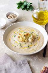 Cauliflower soup. Healthy food. Vegetarian food. Diet.