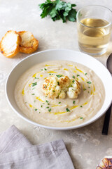 Cauliflower soup. Healthy food. Vegetarian food. Diet.