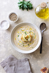 Cauliflower soup. Healthy food. Vegetarian food. Diet.