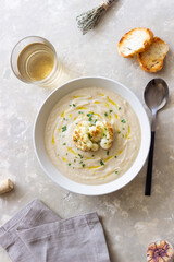 Cauliflower soup. Healthy food. Vegetarian food. Diet.