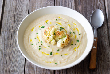 Cauliflower soup. Healthy food. Vegetarian food. Diet.