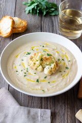 Cauliflower soup. Healthy food. Vegetarian food. Diet.