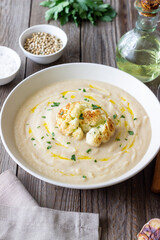 Cauliflower soup. Healthy food. Vegetarian food. Diet.