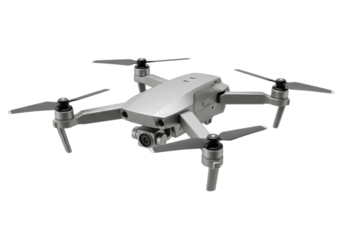 Isolated Gray Drone Quadcopter Aerial Camera