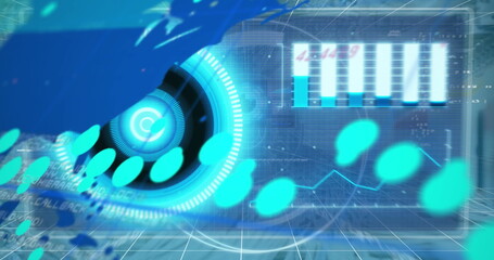 Image of financial data processing over digital screen