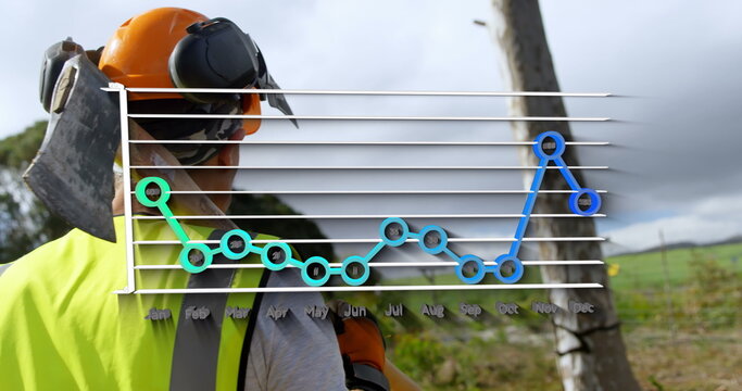 Image of graph over lumberjack - Powered by Adobe