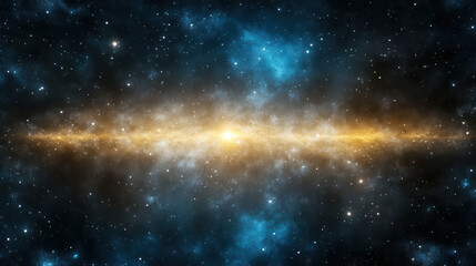 Naklejka premium Stunning galaxy with warm golden and cool blue hues merging beautifully in space