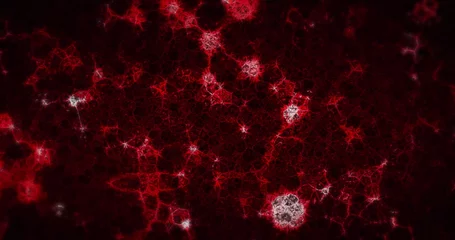 Selbstklebende Fototapeten Image of red molecules moving on black background © vectorfusionart