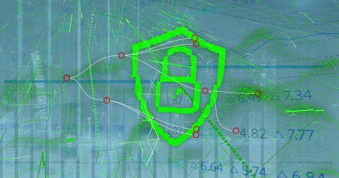 Image of data processing over padlock - Powered by Adobe