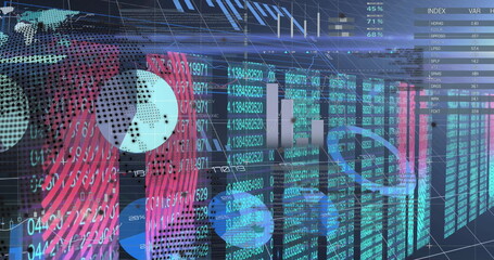 Image of data processing over blue background