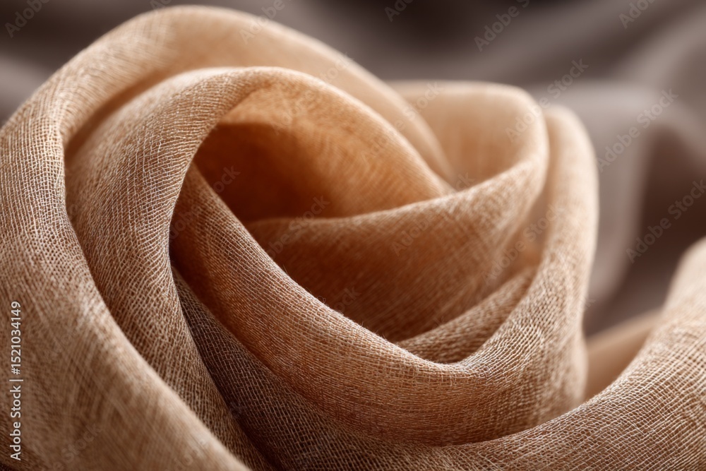 Leinwandbilder soft fabric draped in intricate folds with warm brown tones creating a delicate texture