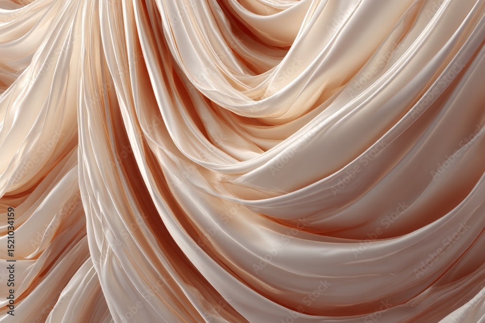 Poster Soft flowing fabric draped elegantly creating a serene and sophisticated appearance in a warm light setting