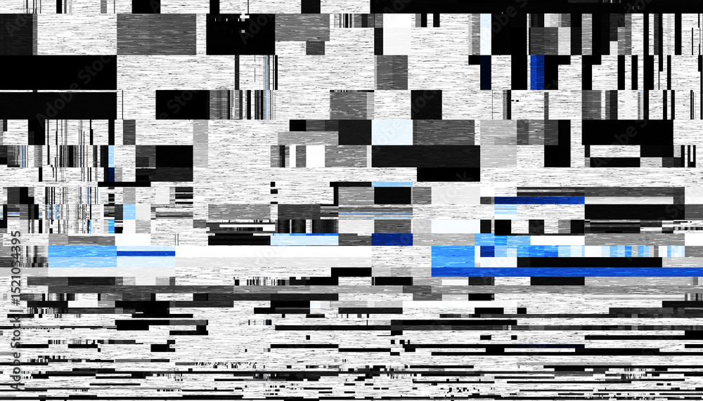 Poster Abstract creative glitch overlay texture. Geometric pixel pattern of a digital glitch on transparent background, digital pattern