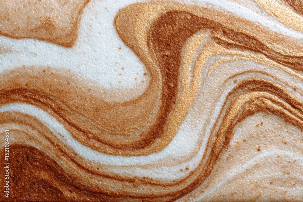 Poster elegant swirling patterns of golden and beige hues on a textured surface showcasing artistic craftsm