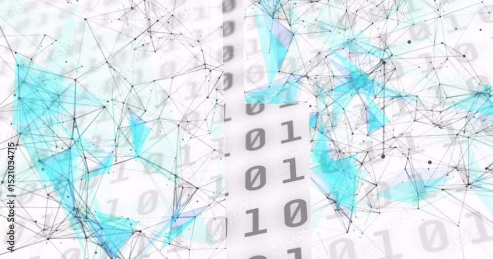 Wall mural image of data processing and shapes on white background