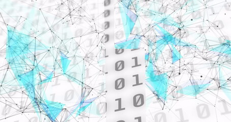 Image of data processing and shapes on white background