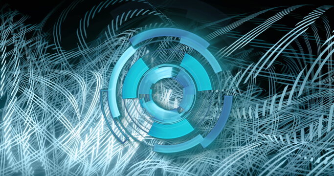 Image of scope scanning and shapes on black background