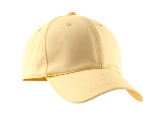 Fototapeta premium Yellow baseball cap isolated on white background, front view. Generative AI