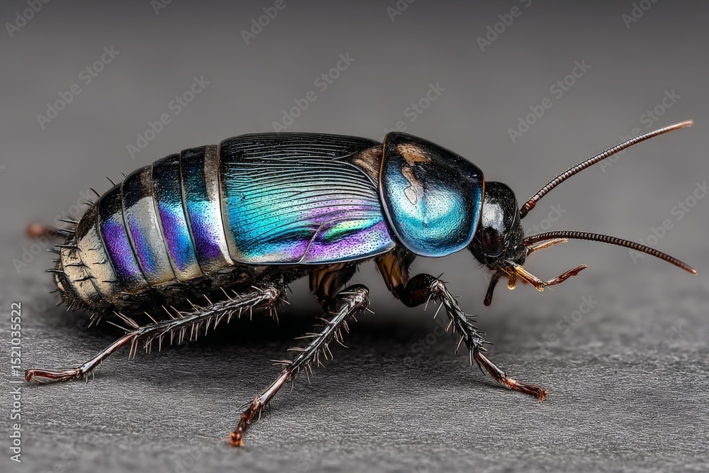 Poster Close view of a colorful insect displaying iridescent patterns in a natural setting during daylight hours