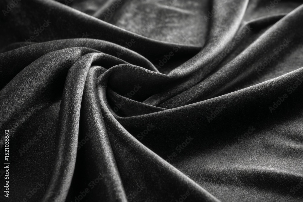 Aufkleber soft black fabric with elegant draping showcasing luxurious texture and sheen in close-up detail