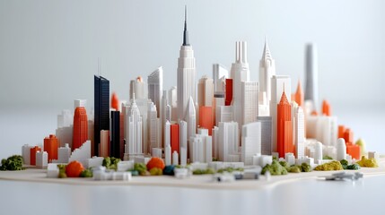 Architectural models of a modern cityscape