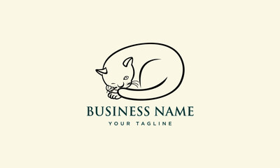 Sleeping Cat Logo Design.