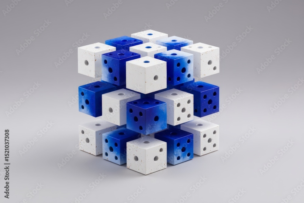 Aufkleber colorful cube arrangement showcases geometric design and creativity in an artistic display of blue a