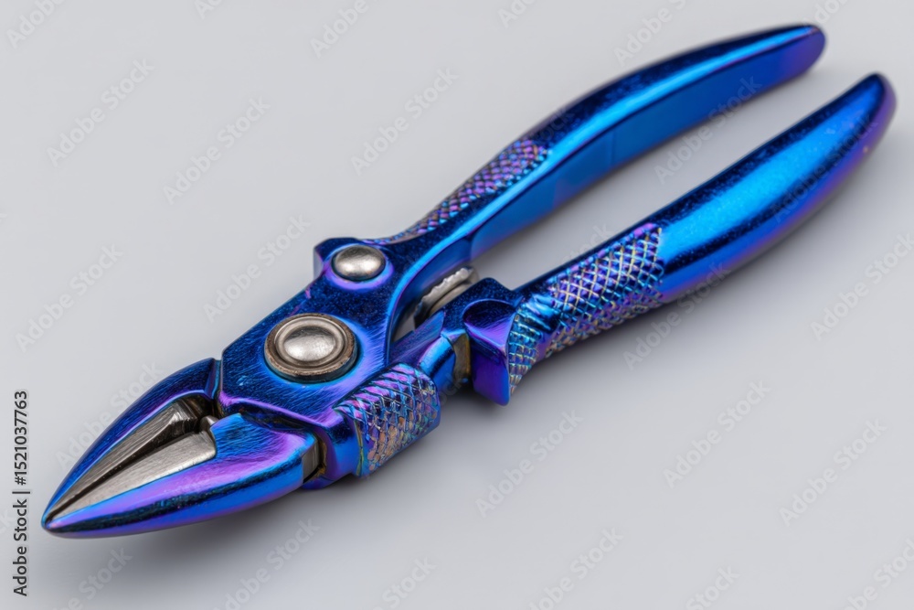 Poster colorful metallic wire cutters resting on a neutral surface highlighting craftsmanship and design