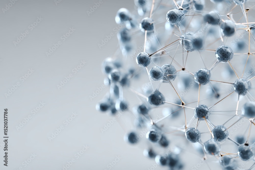 Aufkleber Digital structure of interconnected particles forming a dynamic molecular network in a scientific environment