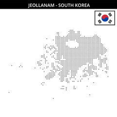 Small square dotted map of jeollanam in South Korea