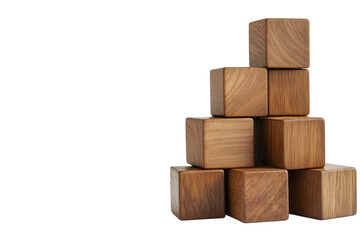 Wooden blocks stacked in pyramid shape isolated on transparent background