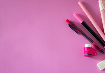 Flat design of technical and stationery material for modern learning.Copy sapce.