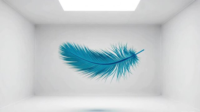 Lightly Soft of fluffy a white feather floating in the sky. Feather abstract freedom flying in heaven concept.