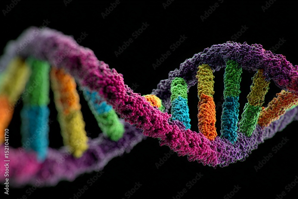 Aufkleber Colorful 3D rendering of a DNA double helix structure showcasing intricate details of genetic material and molecular components